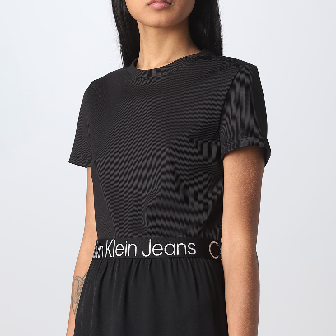 Logo Elastic Dress Ck Black / L