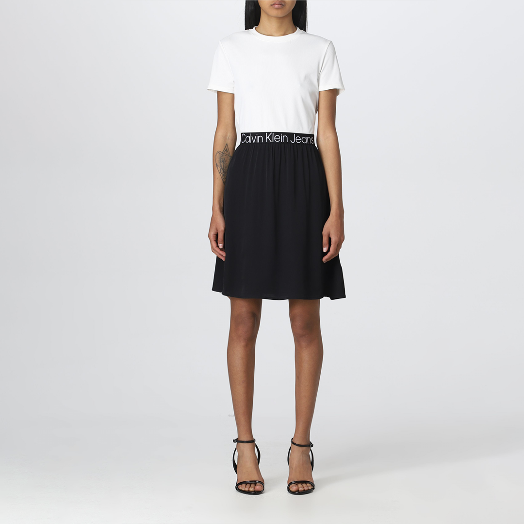 Logo Elastic Dress Ancient White/Ck Black / L