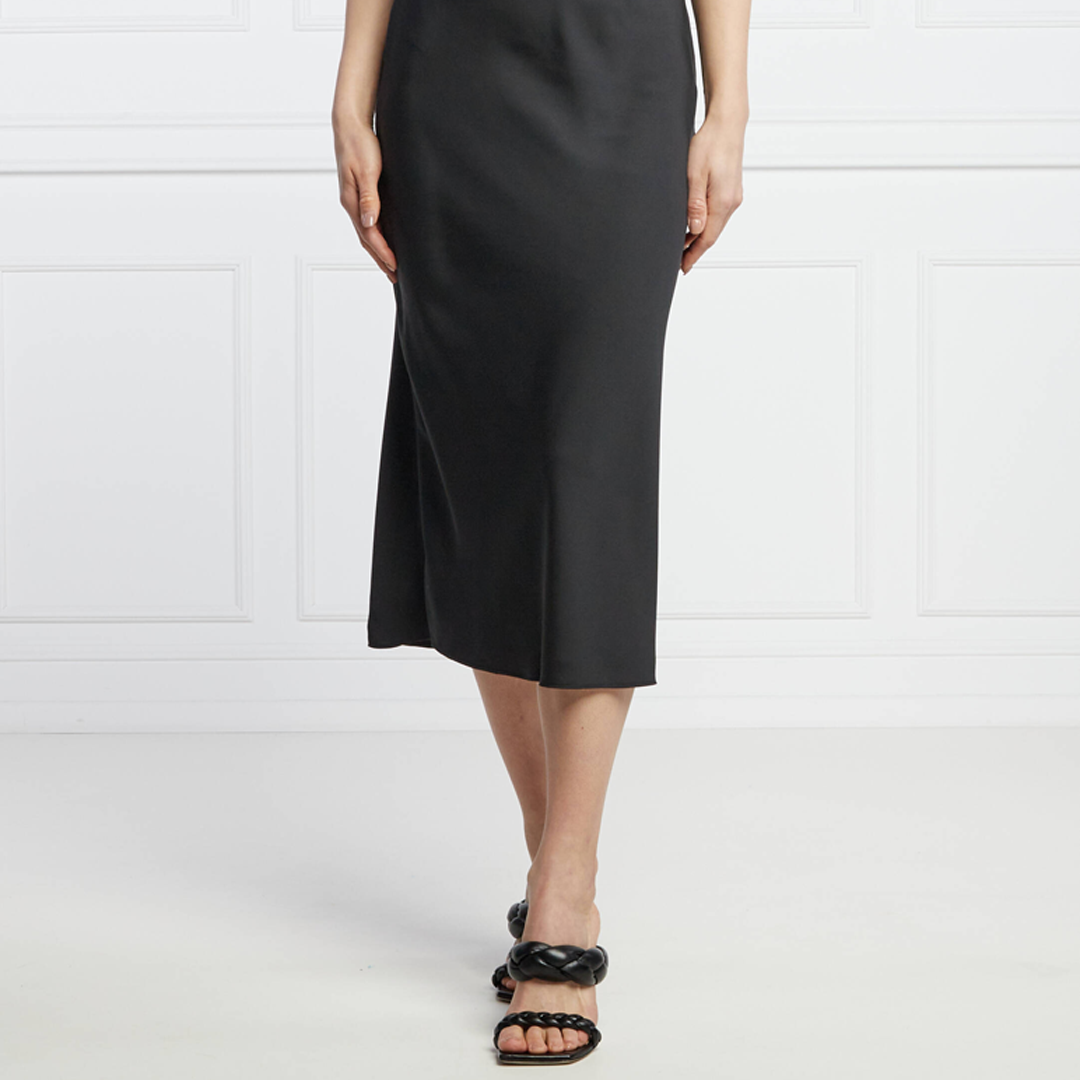 Recycled Cdc Bias Cut Midi Skirt Ck Black / 42