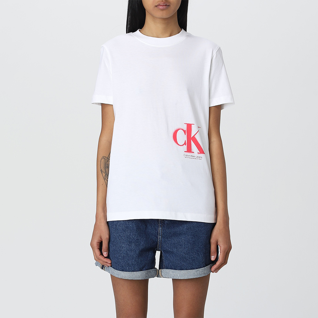 Sprayed Monogram Regular Tee Bright White / L