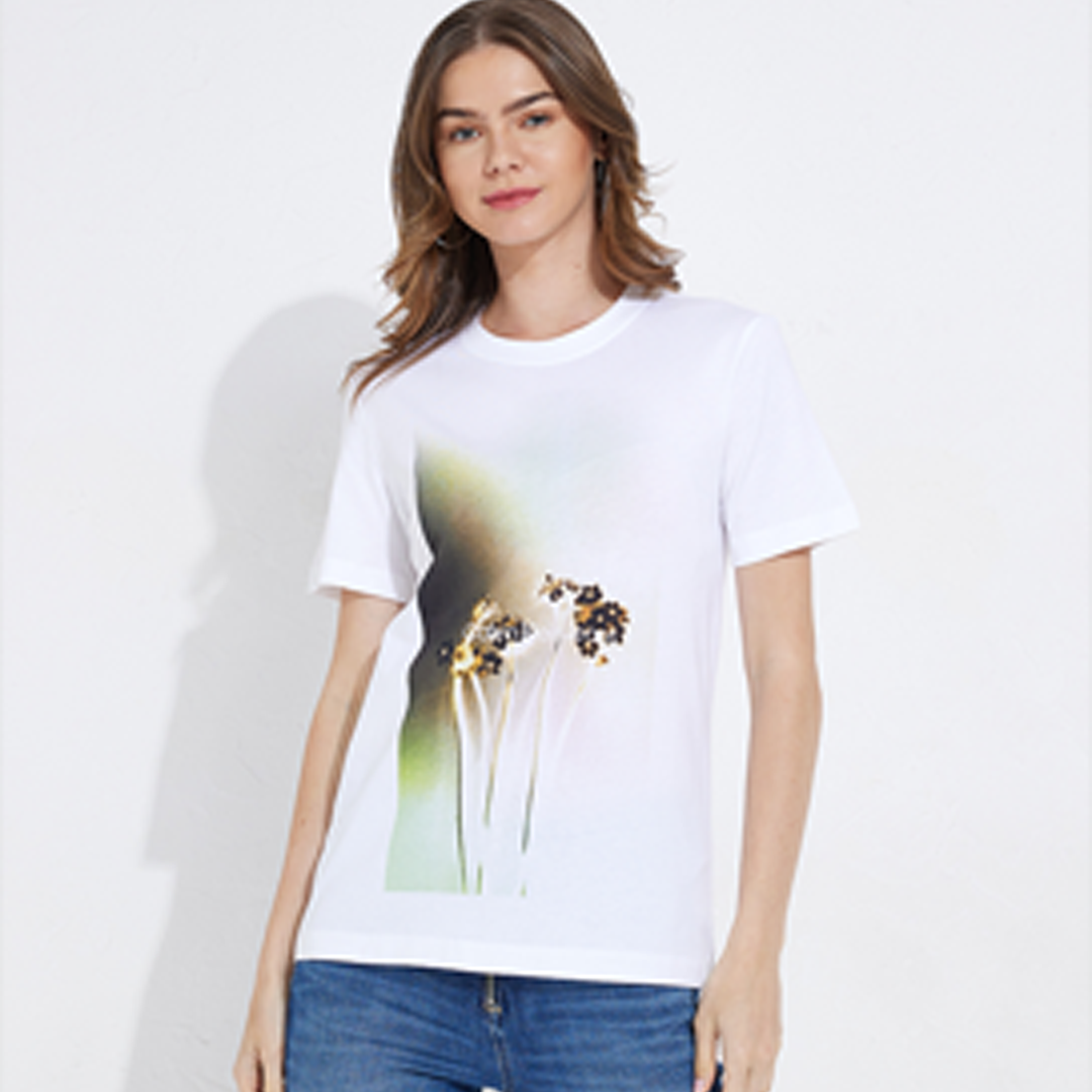 Floral Photoprint Tee Bright White / L