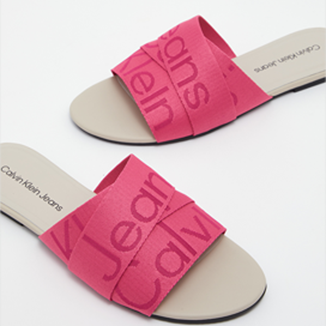 Flat Sandal Slide Webbing Raspberry Sorbet / 36