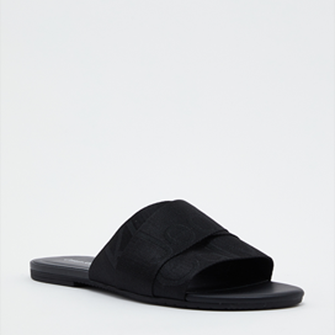 Flat Sandal Slide Webbing Black / 36