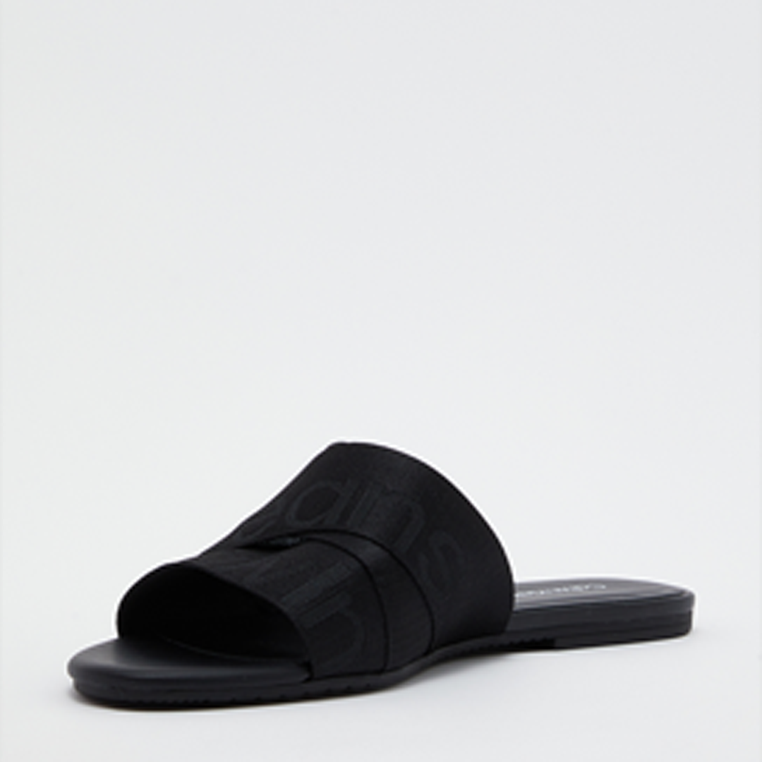 Flat Sandal Slide Webbing Black / 36