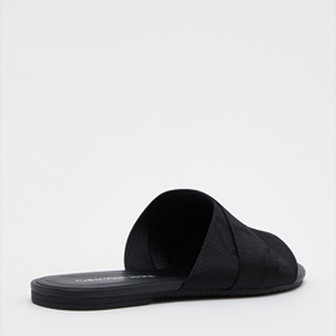 Flat Sandal Slide Webbing Black / 36