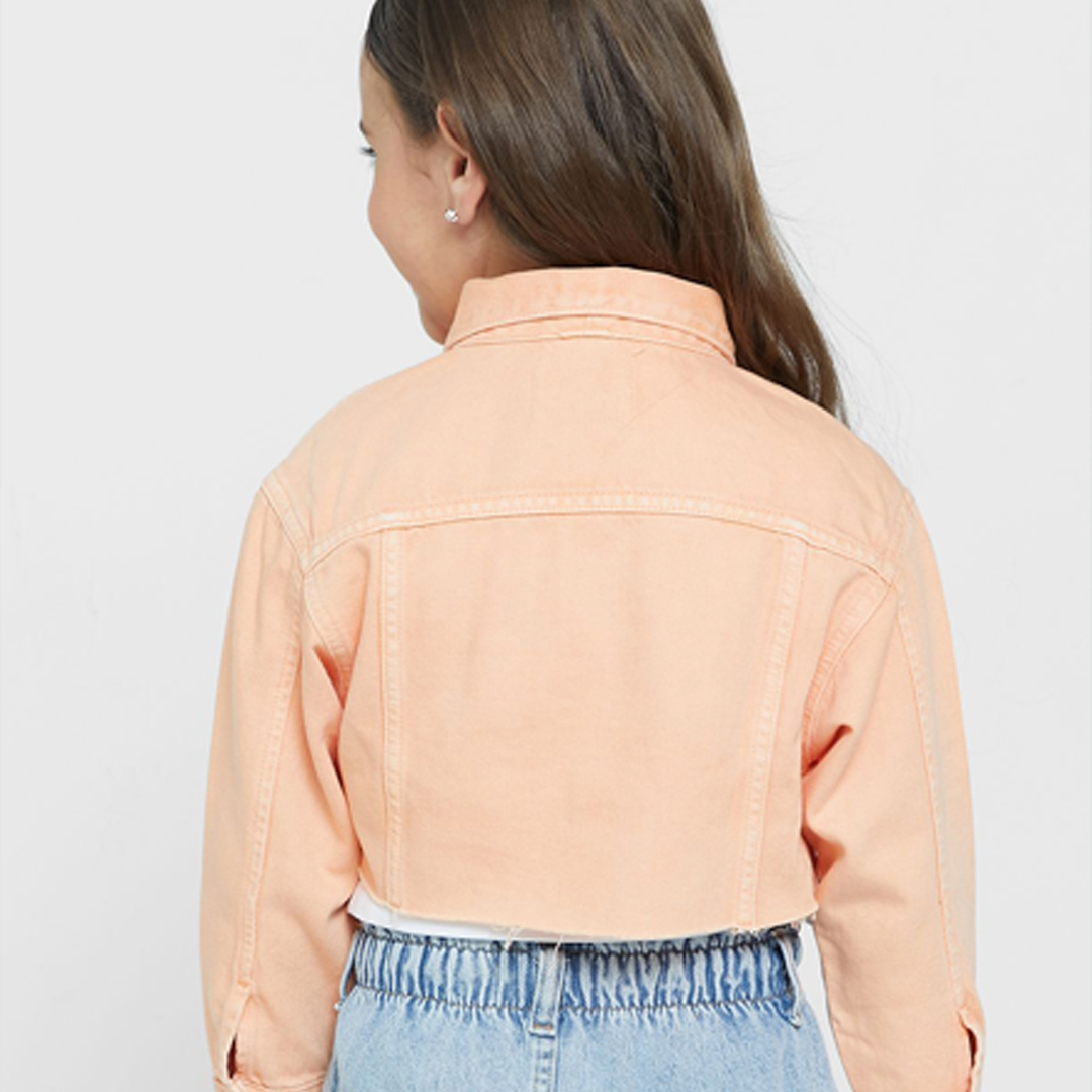 Coloured Cropped Denim Jacket Fresh Cantaloupe / 10