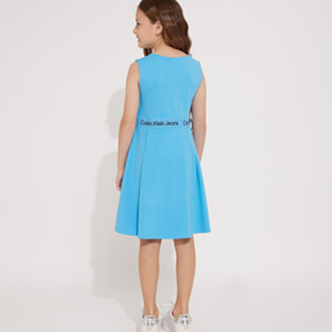 Logo Tape Punto Sleeveless Dress Blue Crush / 10