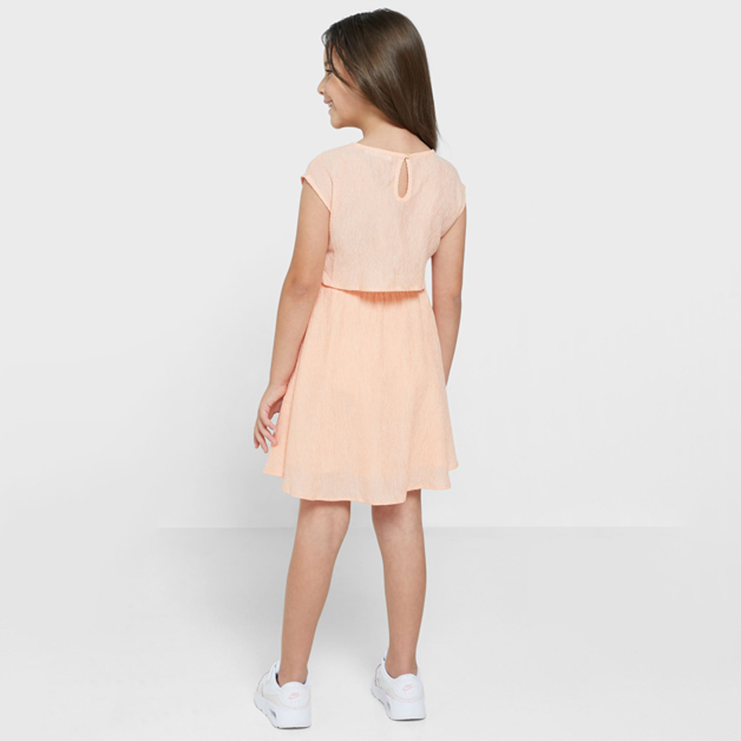 Crinkle Ss Fit Flare Dress Fresh Cantaloupe / 10