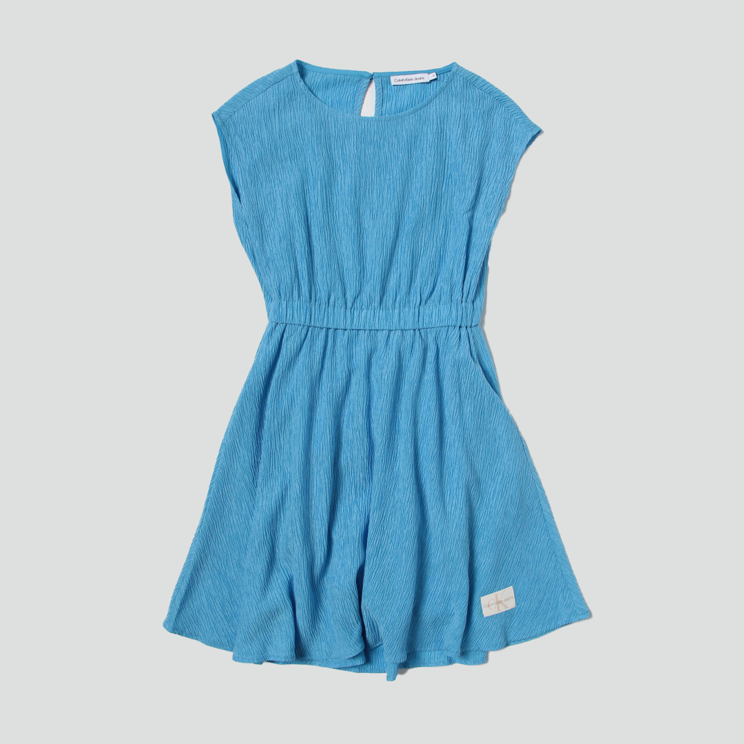 Crinkle Ss Fit Flare Dress Blue Crush / 10