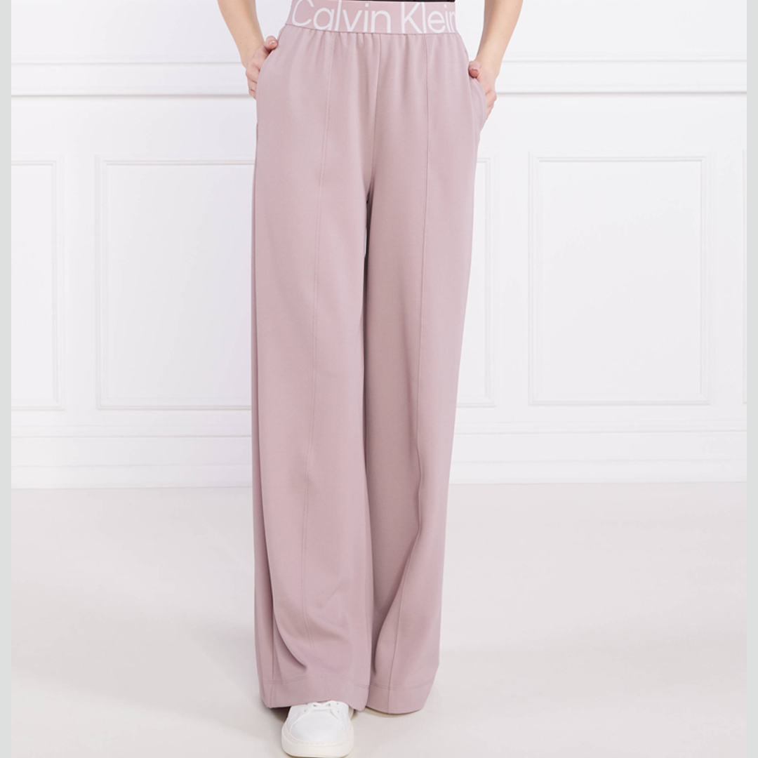 Pw - Wide Leg Knit Pants Gray Rose / L