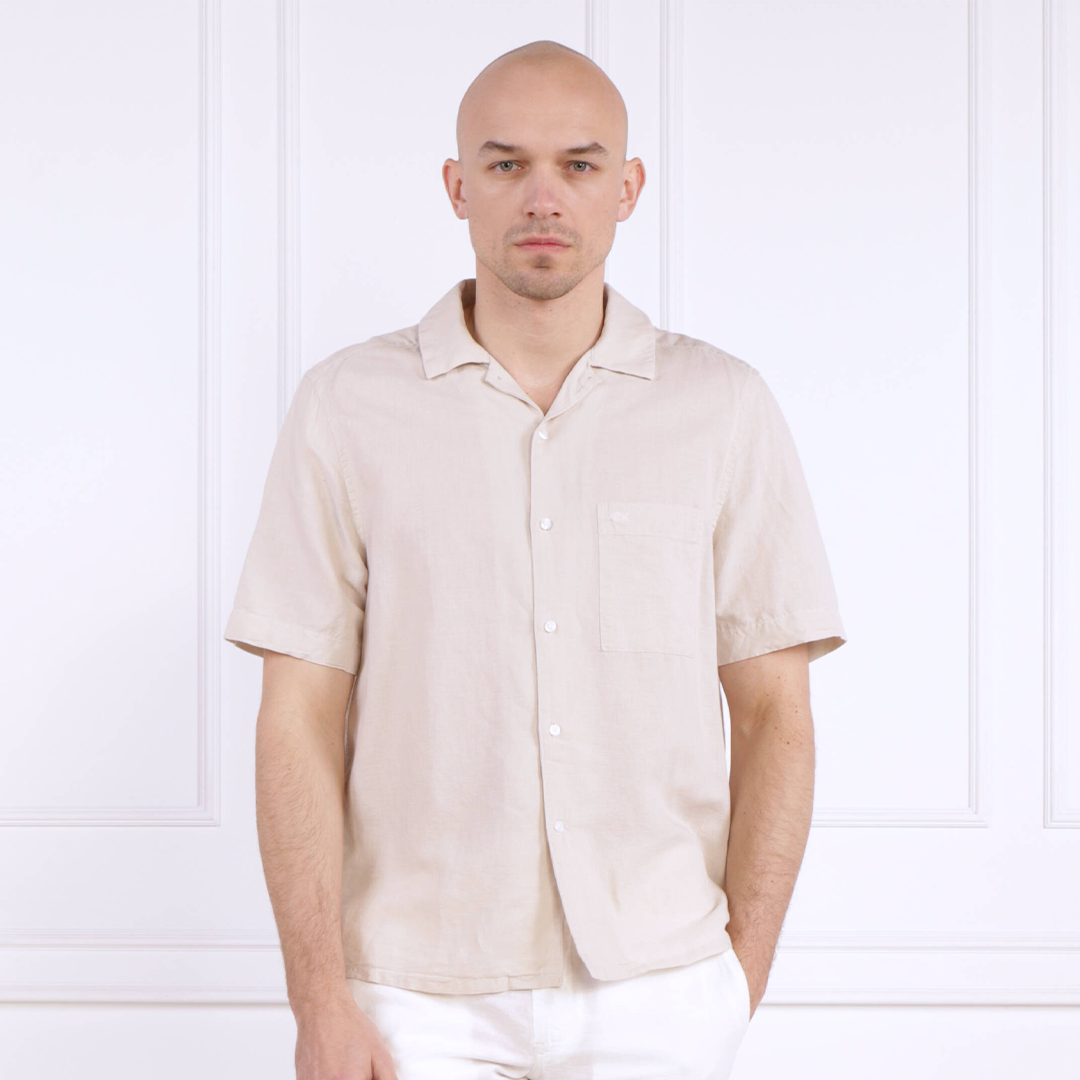 Linen Cotton Cuban S/S Shirt Stony Beige / L