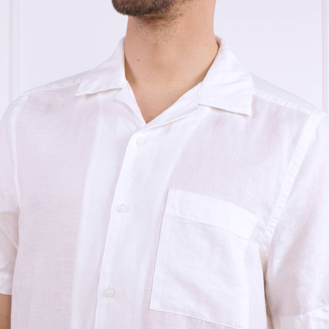 Linen Cotton Cuban S/S Shirt Bright White / L