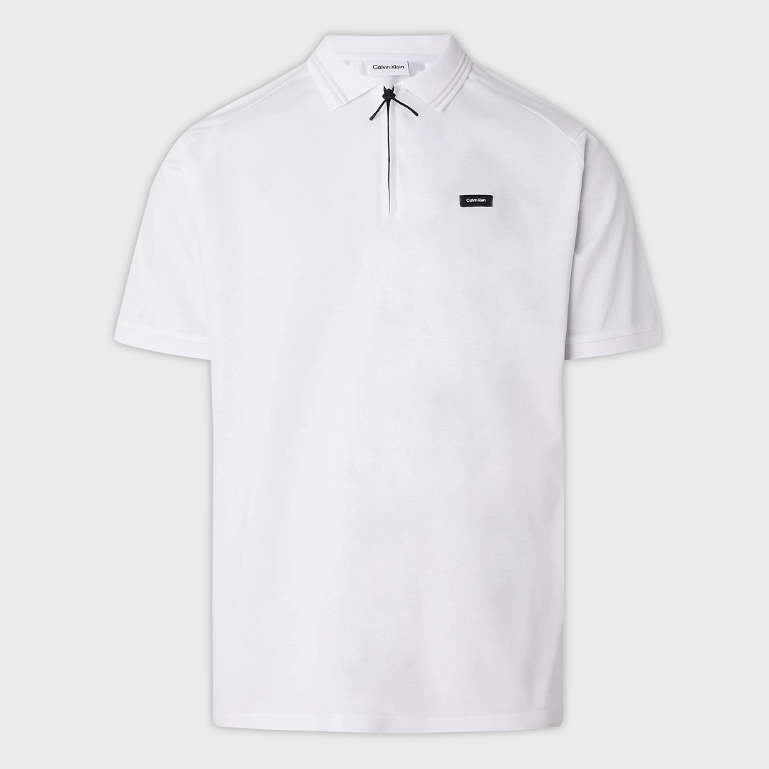 Tech Pique Zip Polo Bright White / L