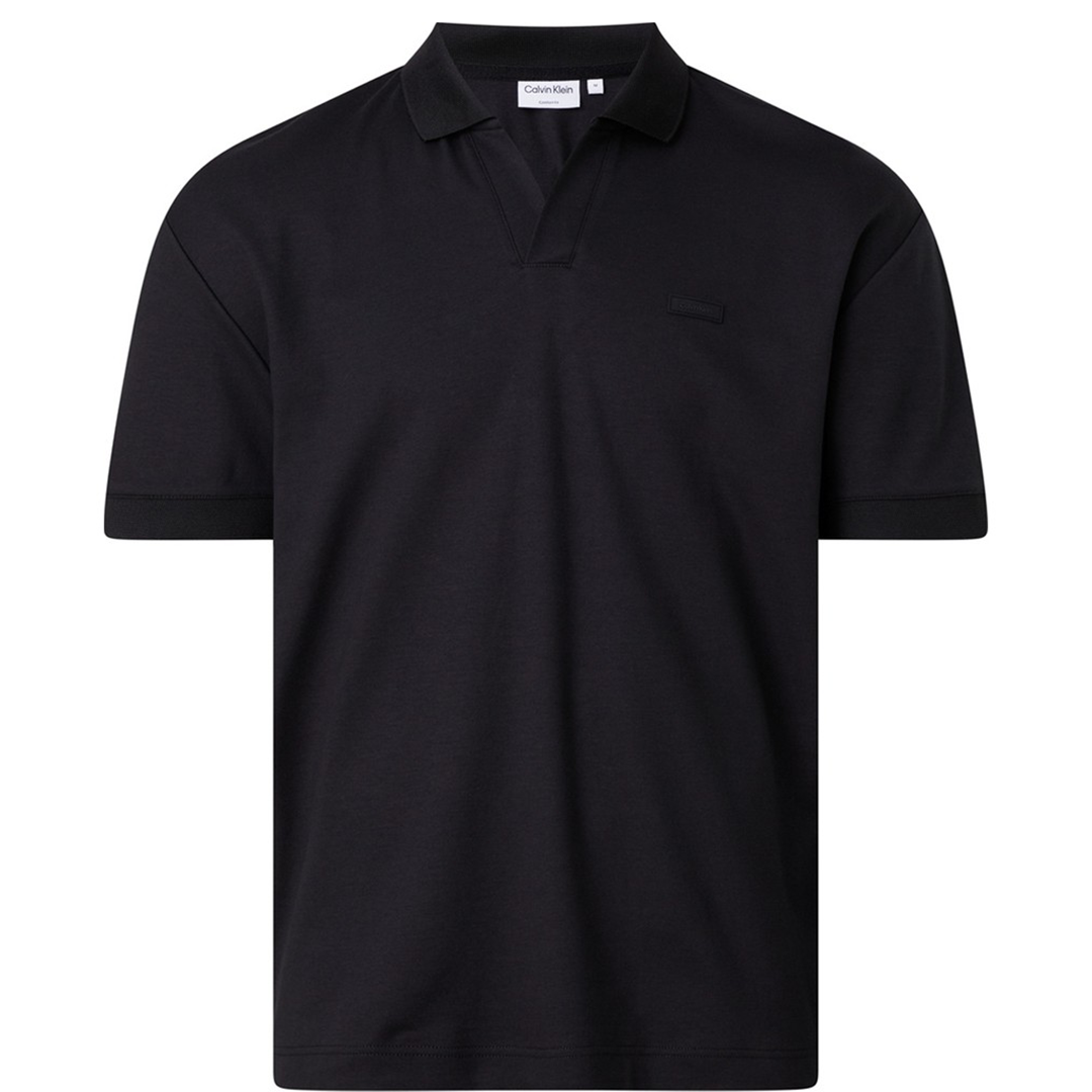 Smooth Cotton Open Placket Polo Ck Black / L