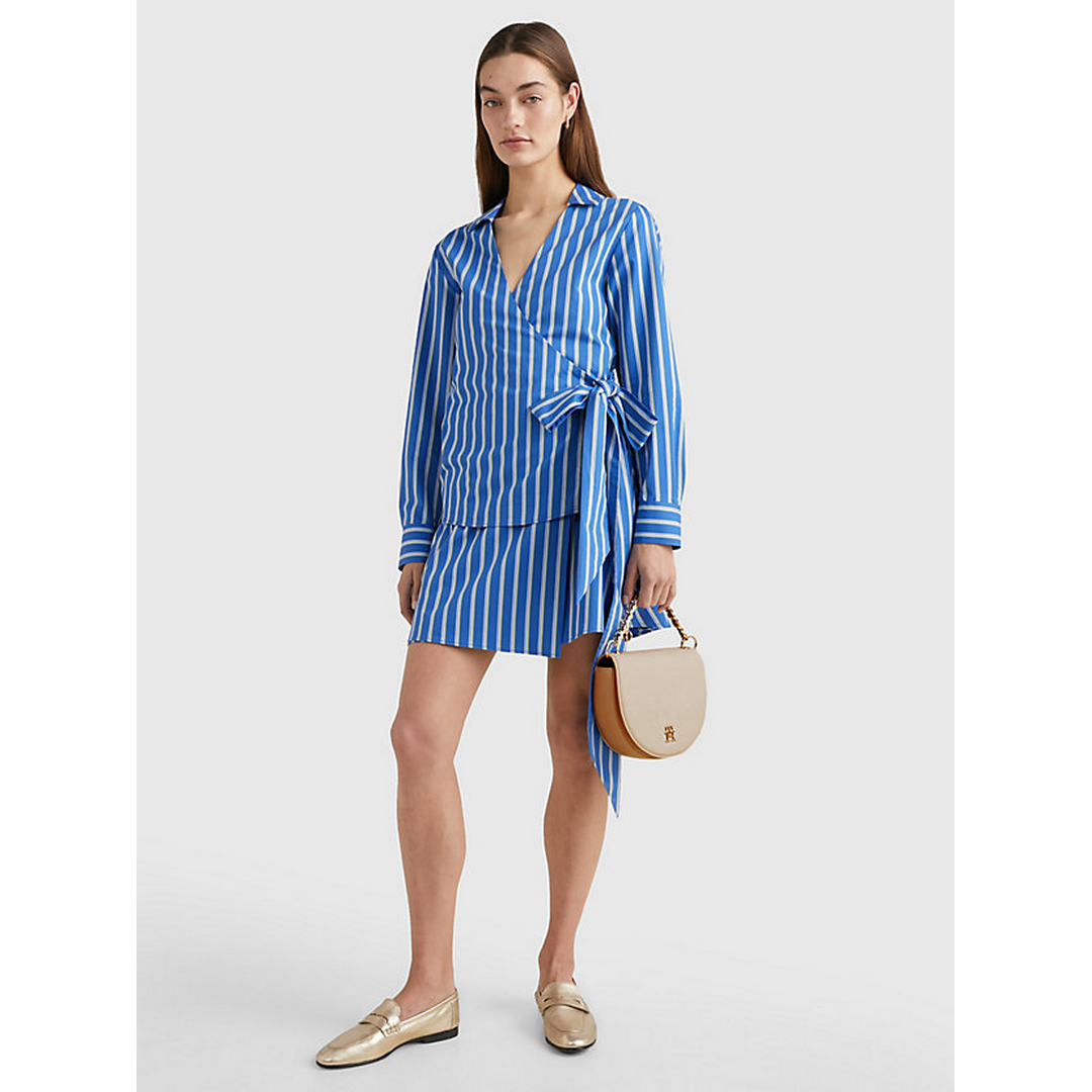 O Stripe Wrap Top Ls Blue Stripe Cw / 42