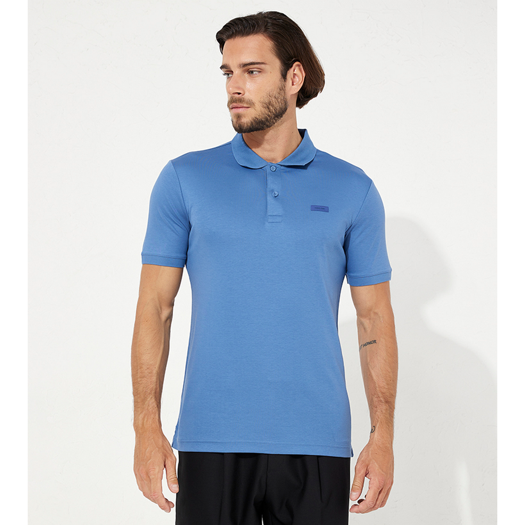 Smooth Cotton  Slim Polo Iron Blue / M