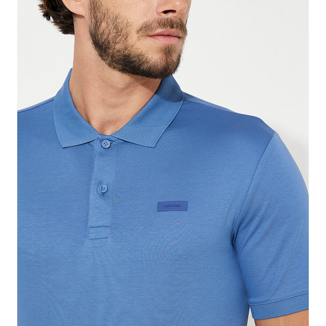 Smooth Cotton  Slim Polo Iron Blue / XL