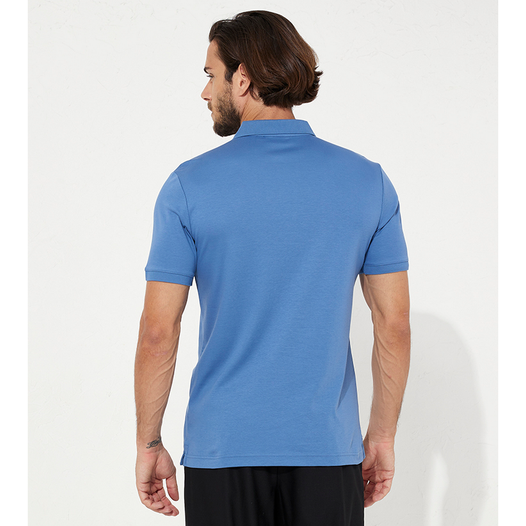 Smooth Cotton  Slim Polo Iron Blue / M