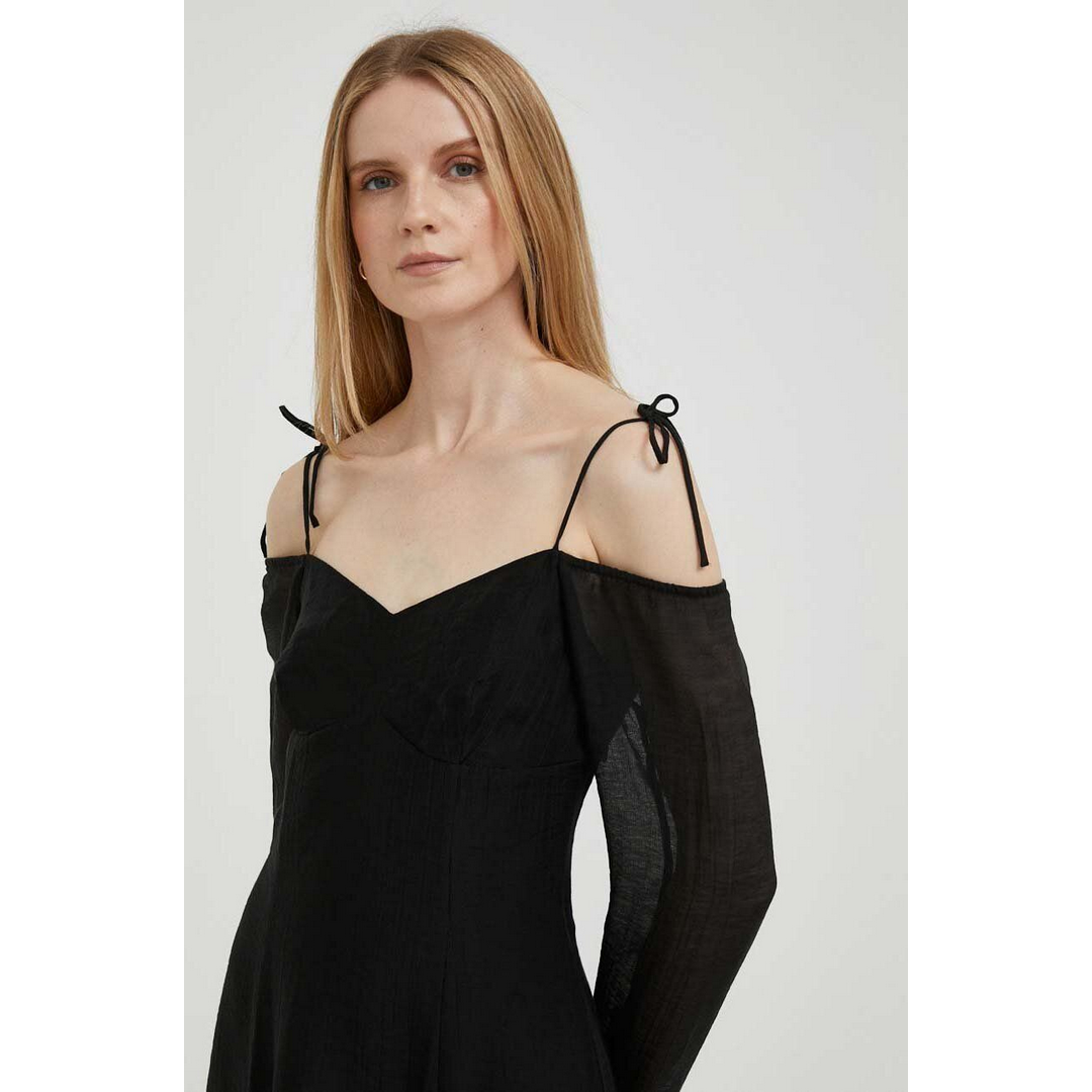 Rinkle Off Shoulder Mini Dress CK BLACK / L