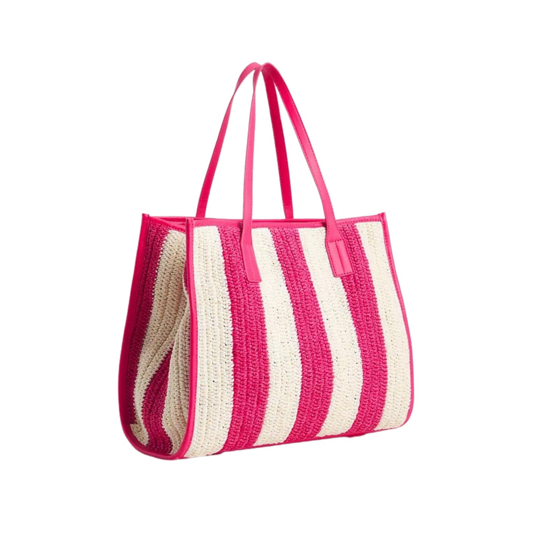 H City Summer Tote Crochet Bright Cerise Pink / OS