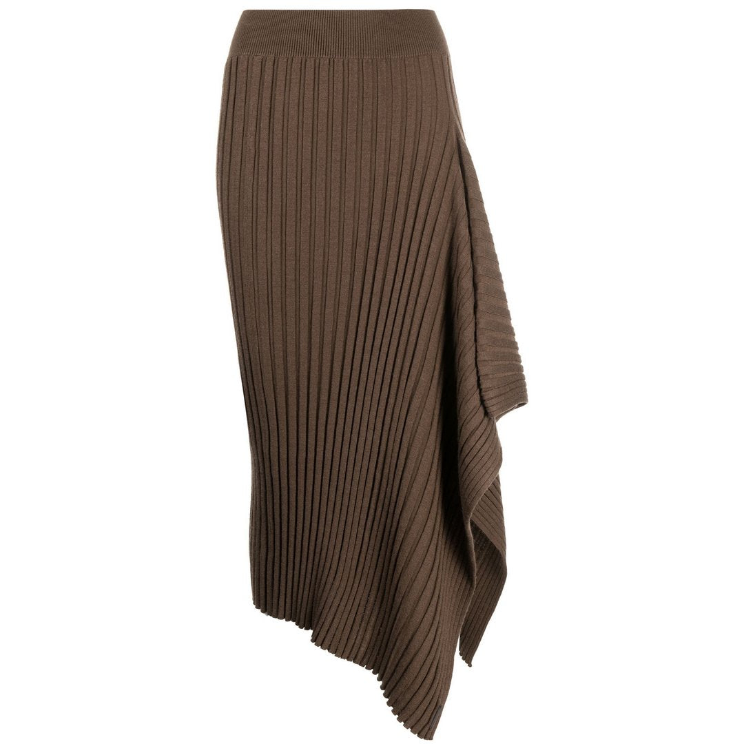 Asymmetric Knit Skir Brown Kelp / L