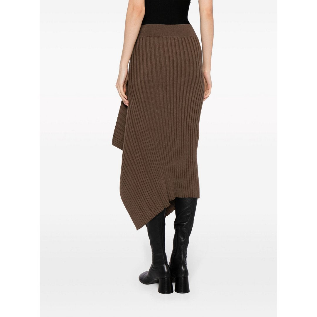 Asymmetric Knit Skir Brown Kelp / L