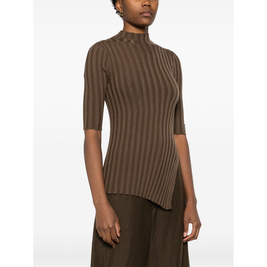 Asymmetric Knit Swea Brown Kelp / L