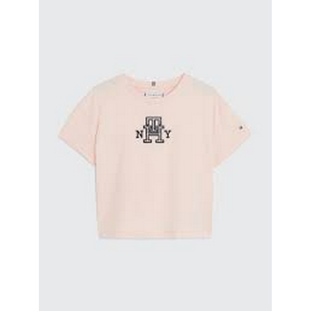 Monogram Satin Applique Tee S/S Pink Crystal / 12