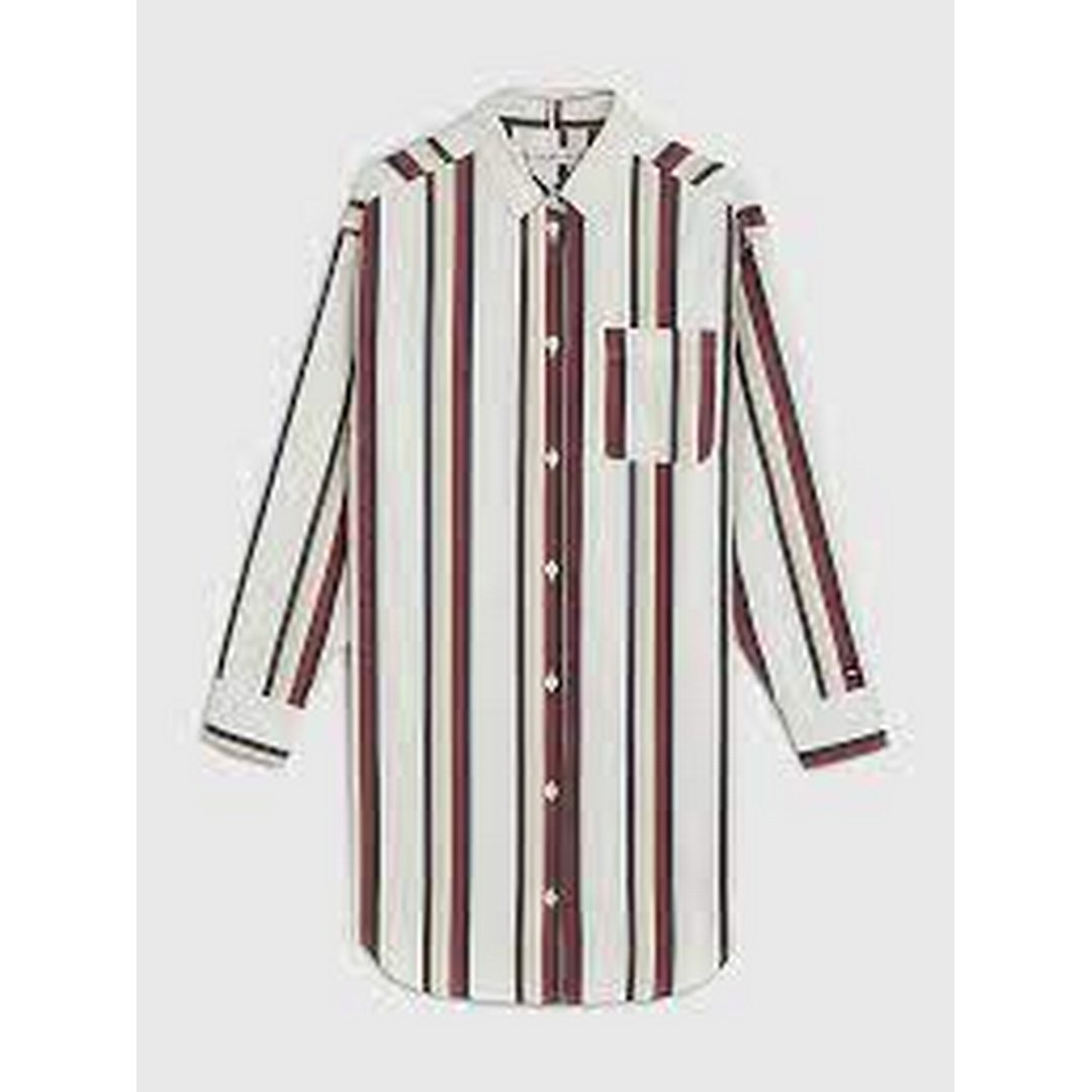 Global Stripe Shirt Dress Ivory / Red White Blue Stripe / 10