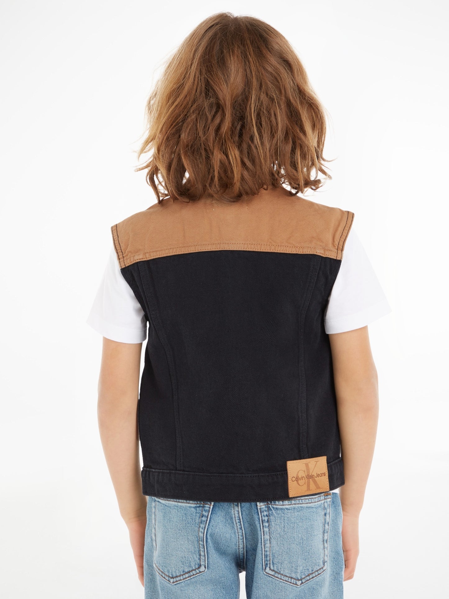 Deep Black Colorblock Denim Vest Black Wash / 10