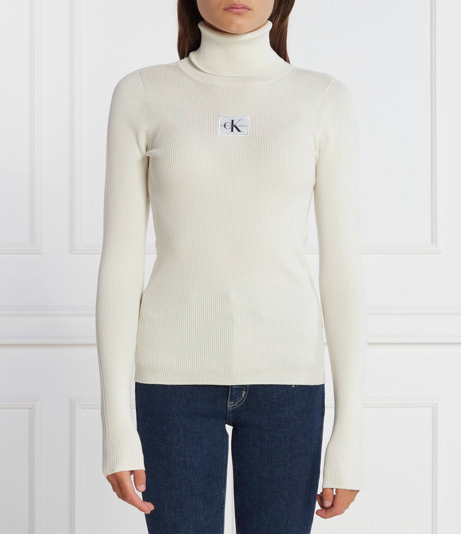 Badge Roll Neck Sweater Ivory / L