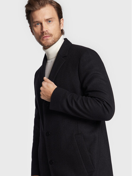 Recycled Wool Cashmere Coat Ck Black / L