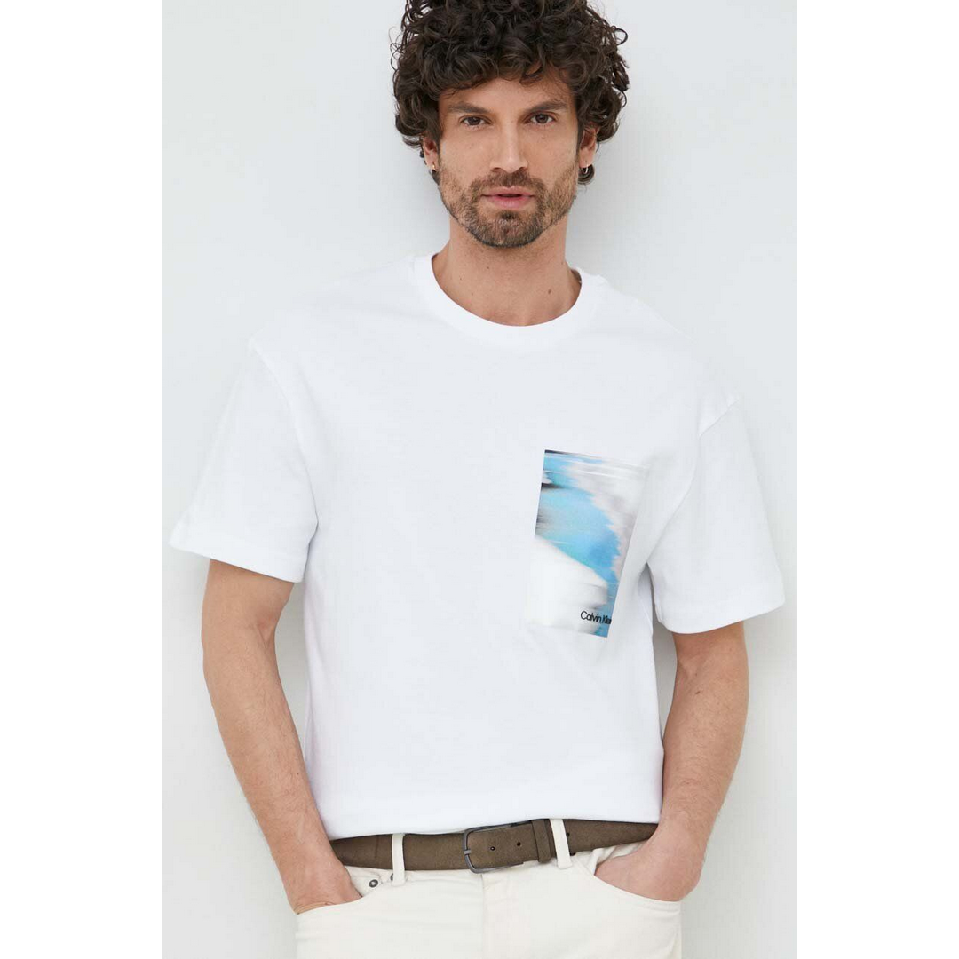 GLITCH CHEST PRINT COMFORT TEE Bright White / L