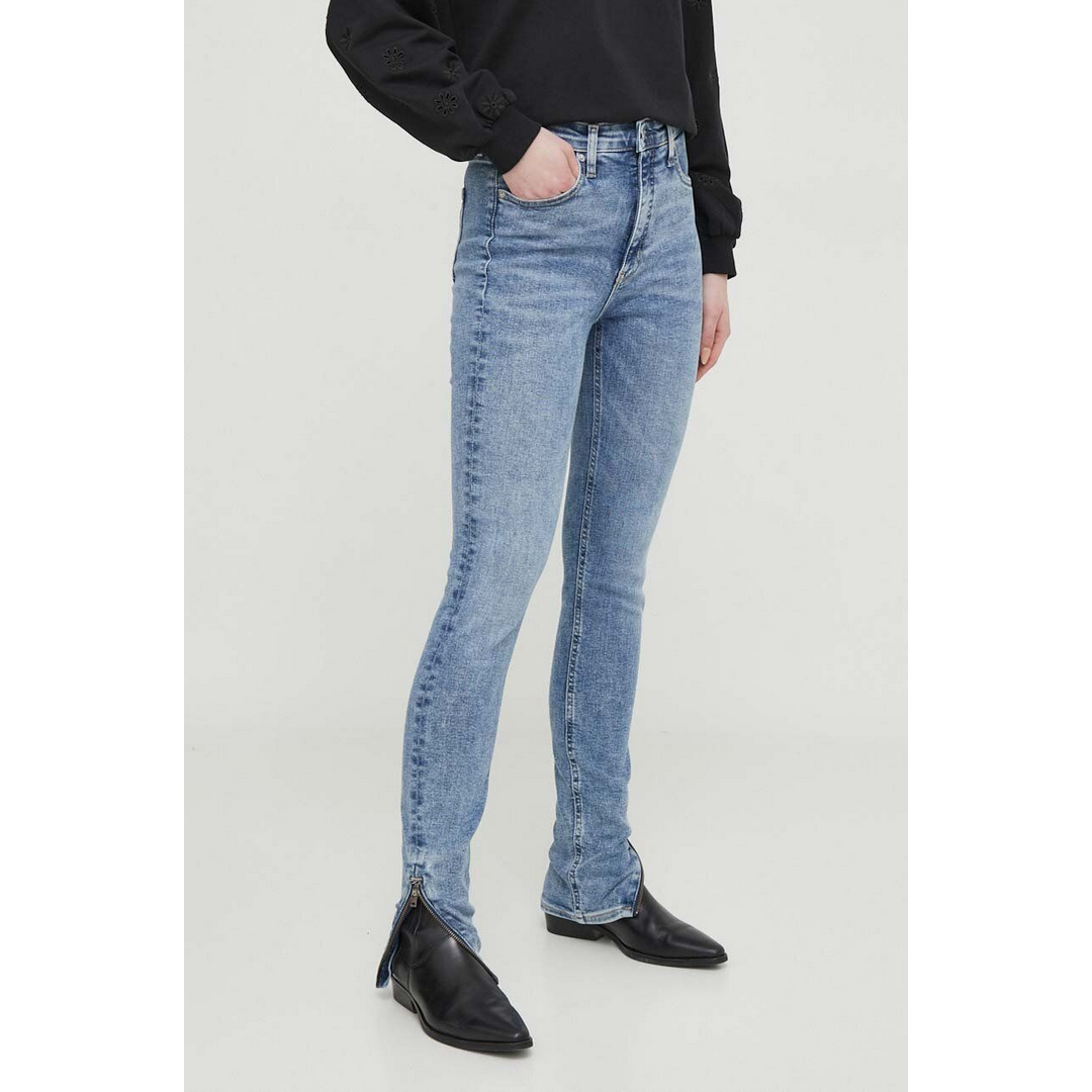 HIGH RISE SUPER SKINNY SPLIT ZIP Denim Medium / 3027