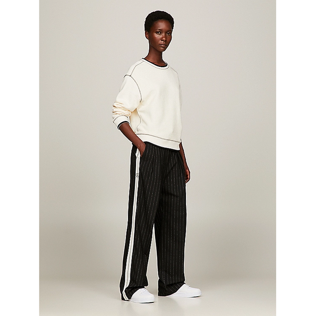 RELAXED STRAIGHT PINSTRIPE PANT Black Stripe / 42