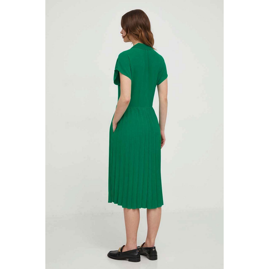 FLUID PLEATED SS MIDI POLO DRESS Olympic Green / 42