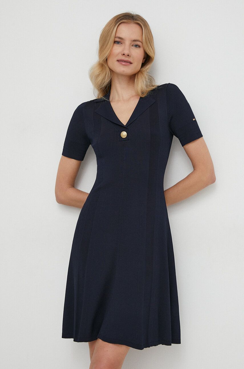 Rib Button F&F Polo Swt Dress Desert Sky / L