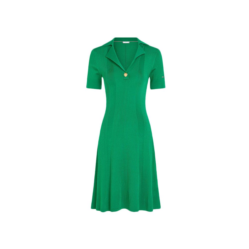 Rib Button F&F Polo Swt Dress Olympic Green / L