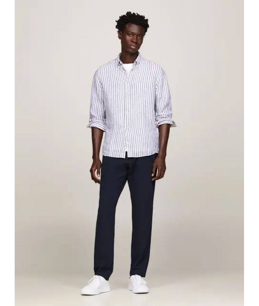 Dc Bold Linen Stripe Shirt Th Dark Navy / Optic White / L