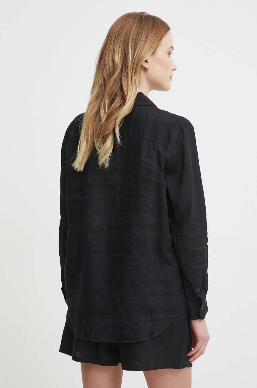 Linen Relaxed Shirt Ls Black / 42