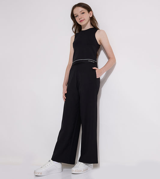 Logo Tape Wide Leg Punto Pants Ck Black / 10