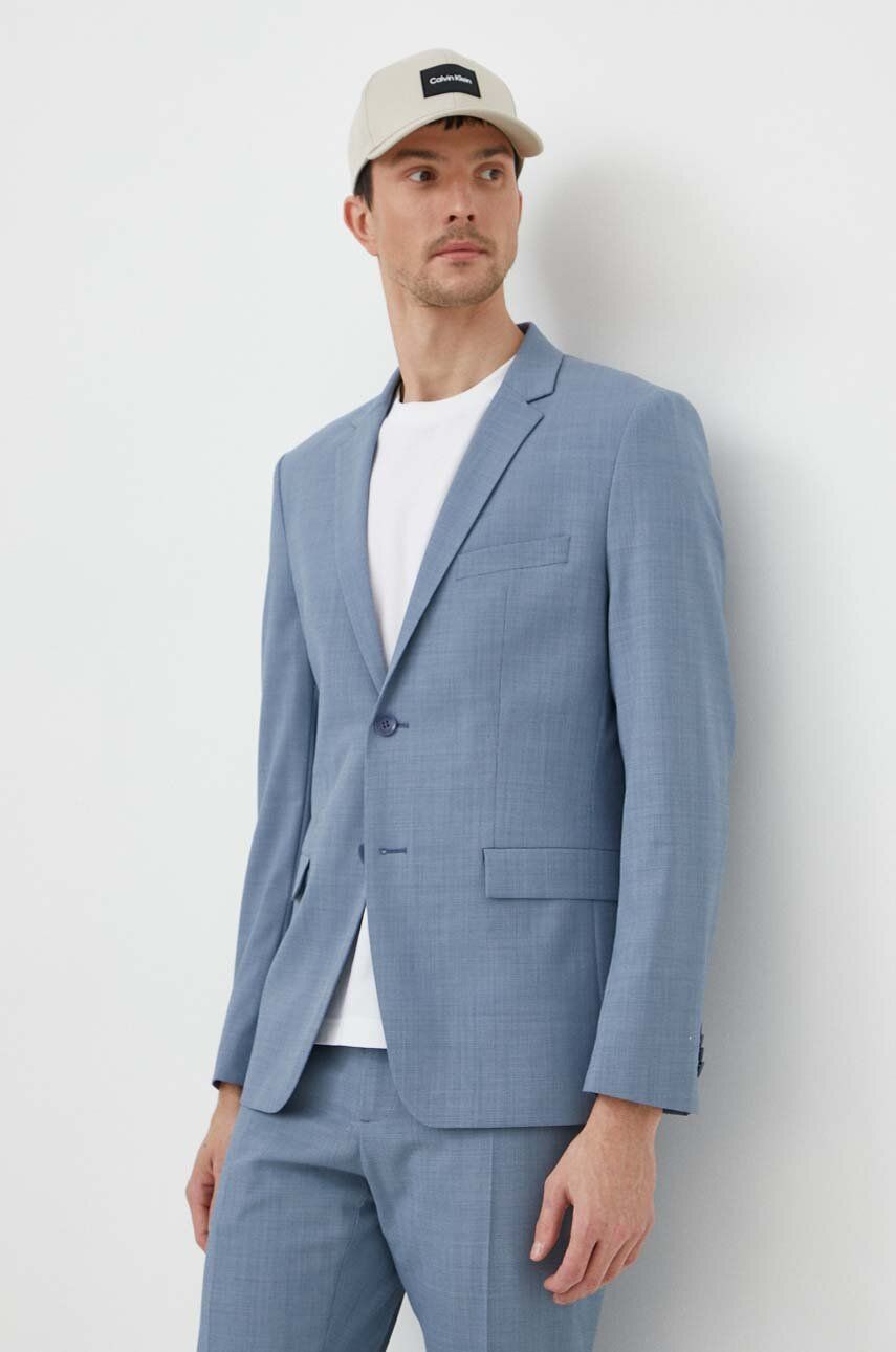 Micro Structure Slim Blazer Iron Blue / 48