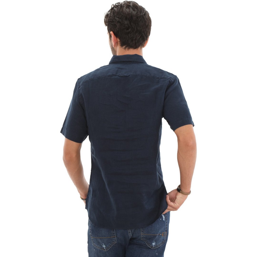 Linen Short Sleeve Shirt DARK SAPPHIRE / L