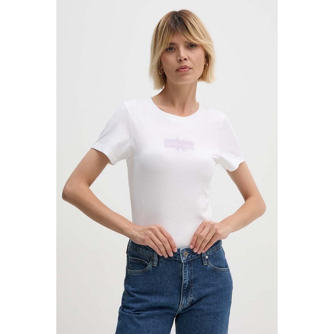 Faded Monologo Slim Tee Bright White / L