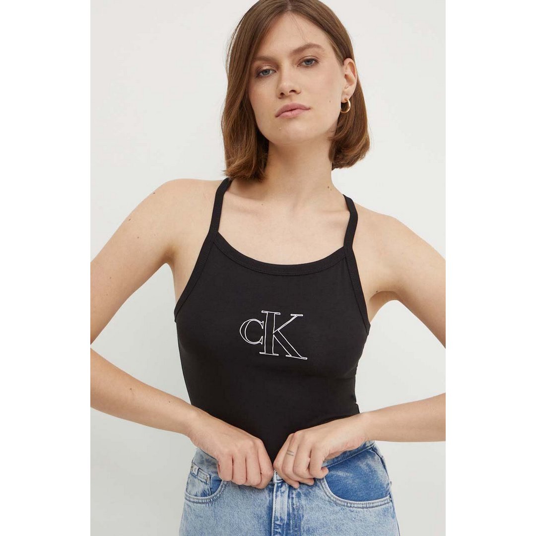 Outlined Ck Strappy Tank Ck Black / L