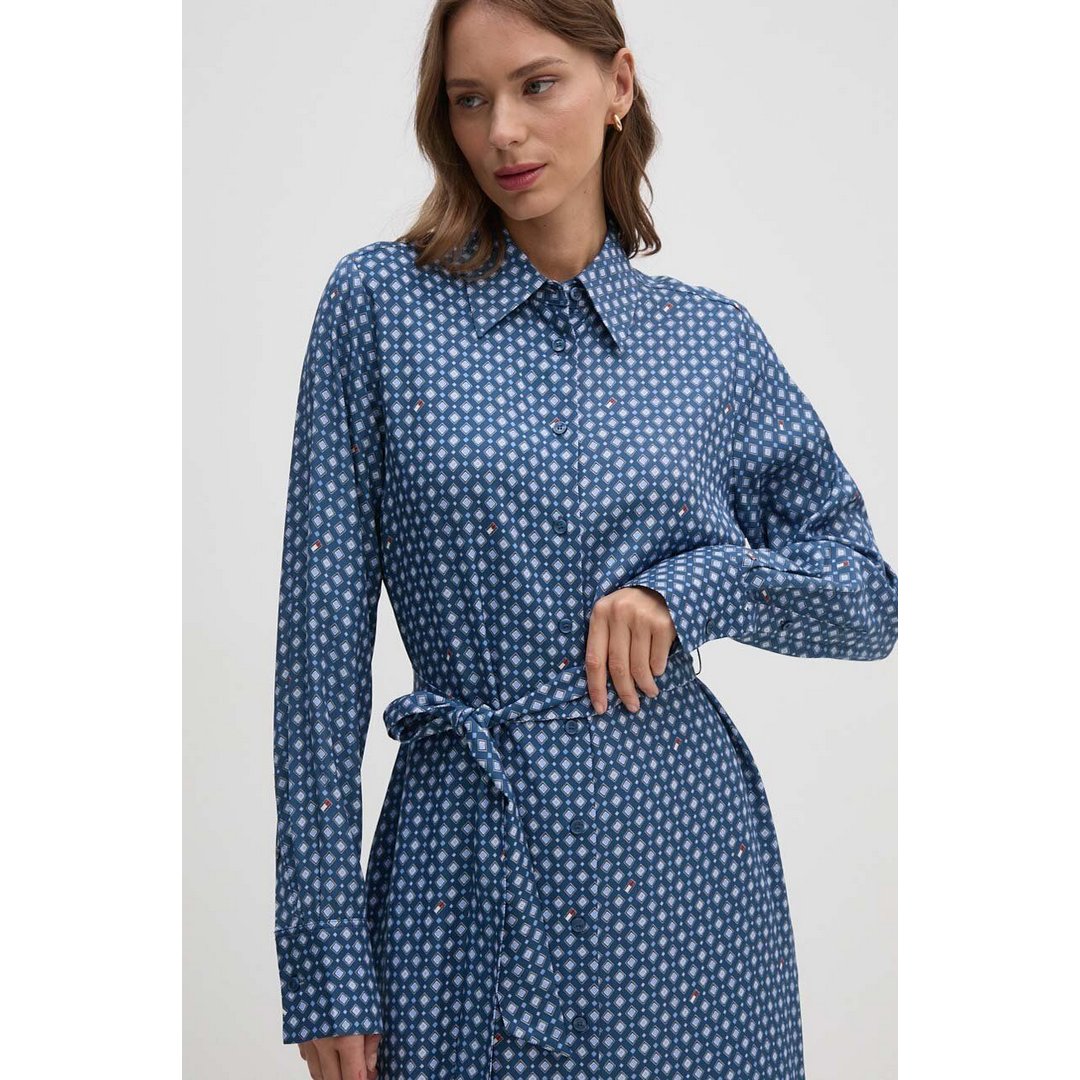 Foulard Knee Shirtdress Heritage Foulard/ Fossil Blue / 42