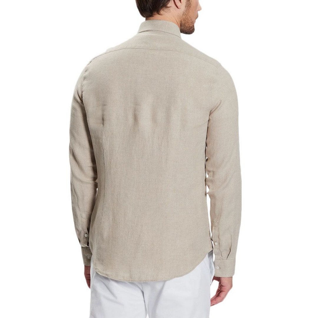 Linen Solid Slim Shi/ Ace/ 43 Stony Beige / 40