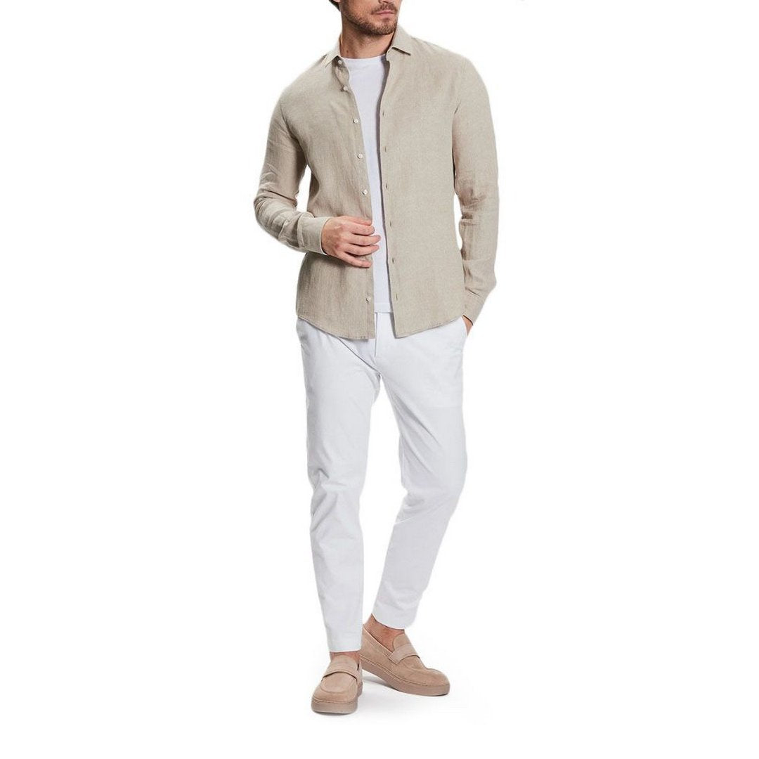 Linen Solid Slim Shi/ Ace/ 43 Stony Beige / 41