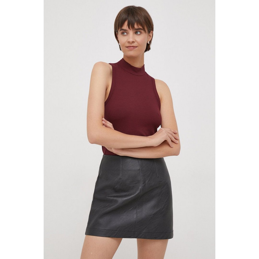 Slim 5X2 Rib Mock-Nk/ Vlp/ L Deep Rouge / XS