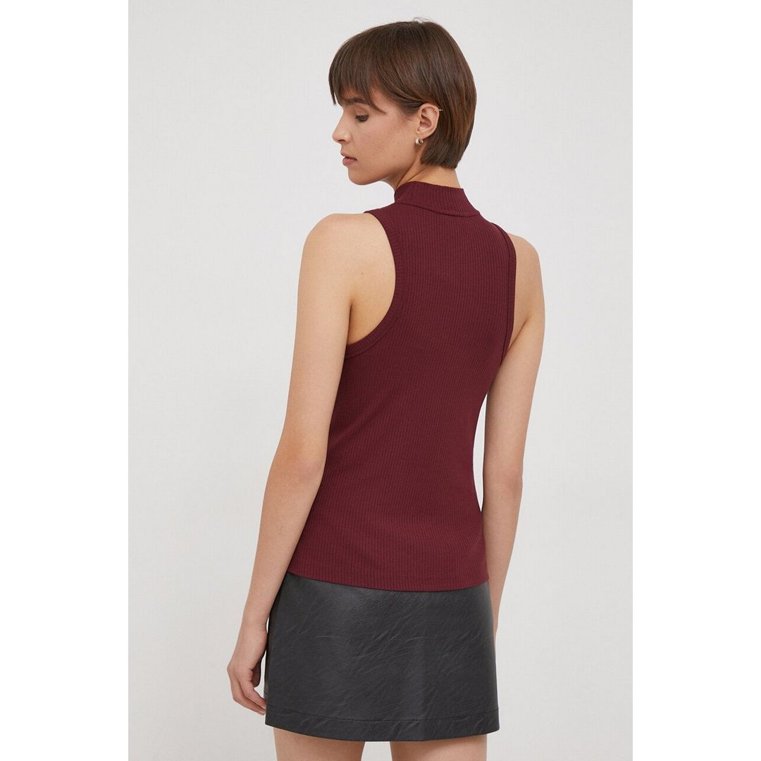 Slim 5X2 Rib Mock-Nk/ Vlp/ L Deep Rouge / S